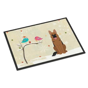 Christmas Presents Between Friends German Shepherd Outdoor Door Mat