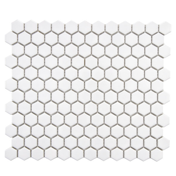 Retro 1 x 1 Porcelain Mosaic Tile in Glossy White by EliteTile