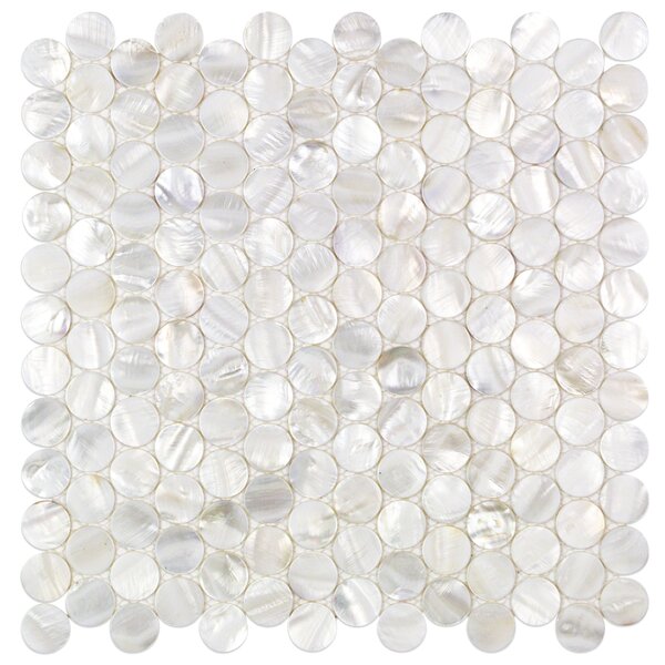 Pacif Random Sized Glass Pearl Shell Mosaic Tile in Polished White/Pearl by Splashback Tile