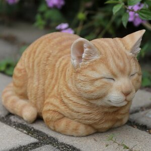 Sleeping Cat Orange Tabby Statue