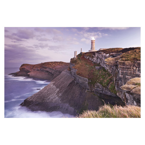 Stormy Waves at the Lighthouse 2.25m x 3.36m Embossed Matte Peel & Stick Wallpaper Roll East Urban Home
