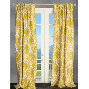 Damask Semi-Sheer Thermal Rod pocket Single Curtain Panel