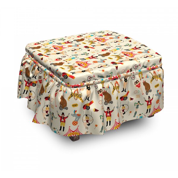 Circus Firgures Ottoman Slipcover (Set Of 2) By East Urban Home