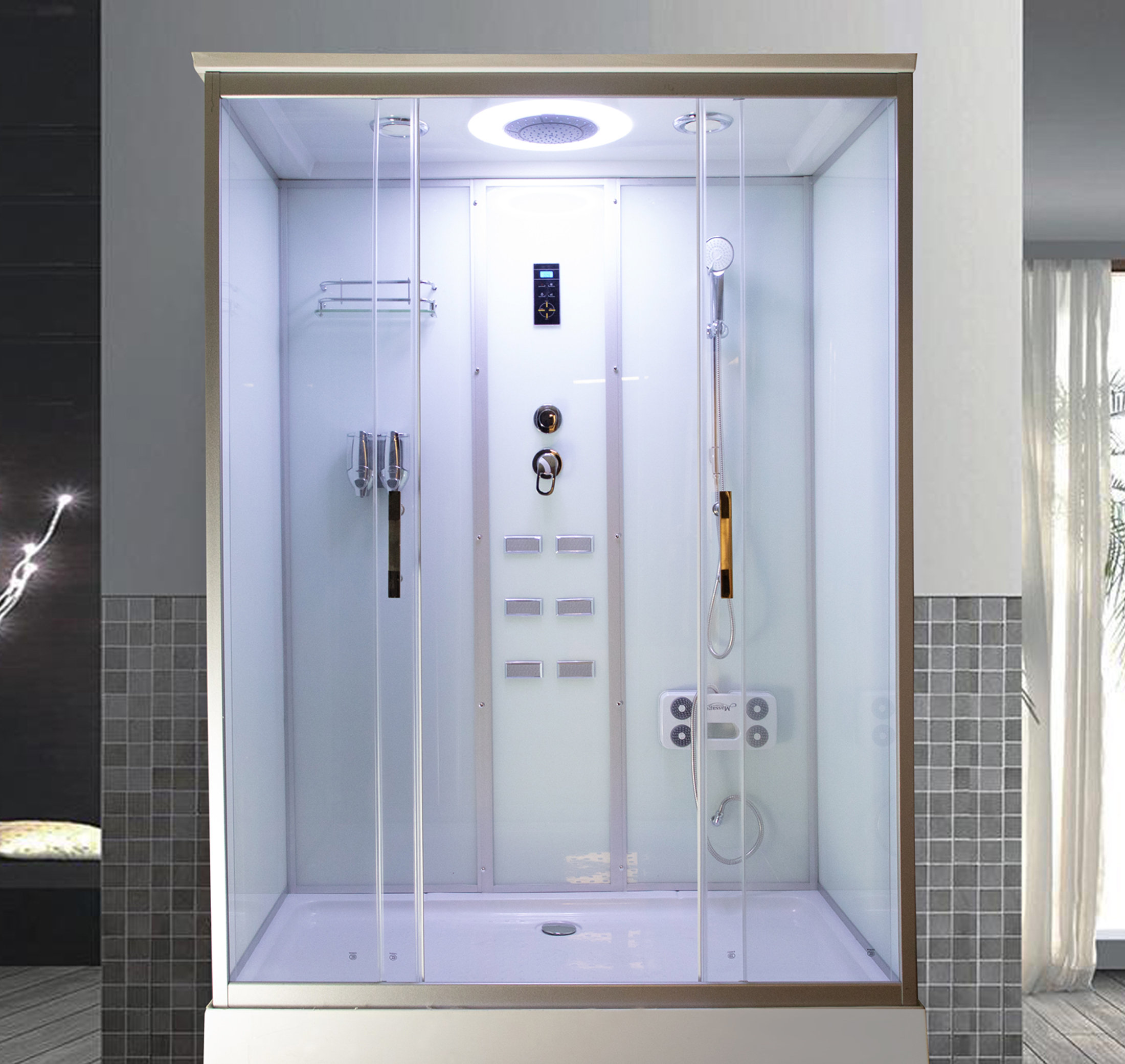 Royal Home Showers 60 W X H Rectangle Sliding Steam Shower Reviews Wayfair