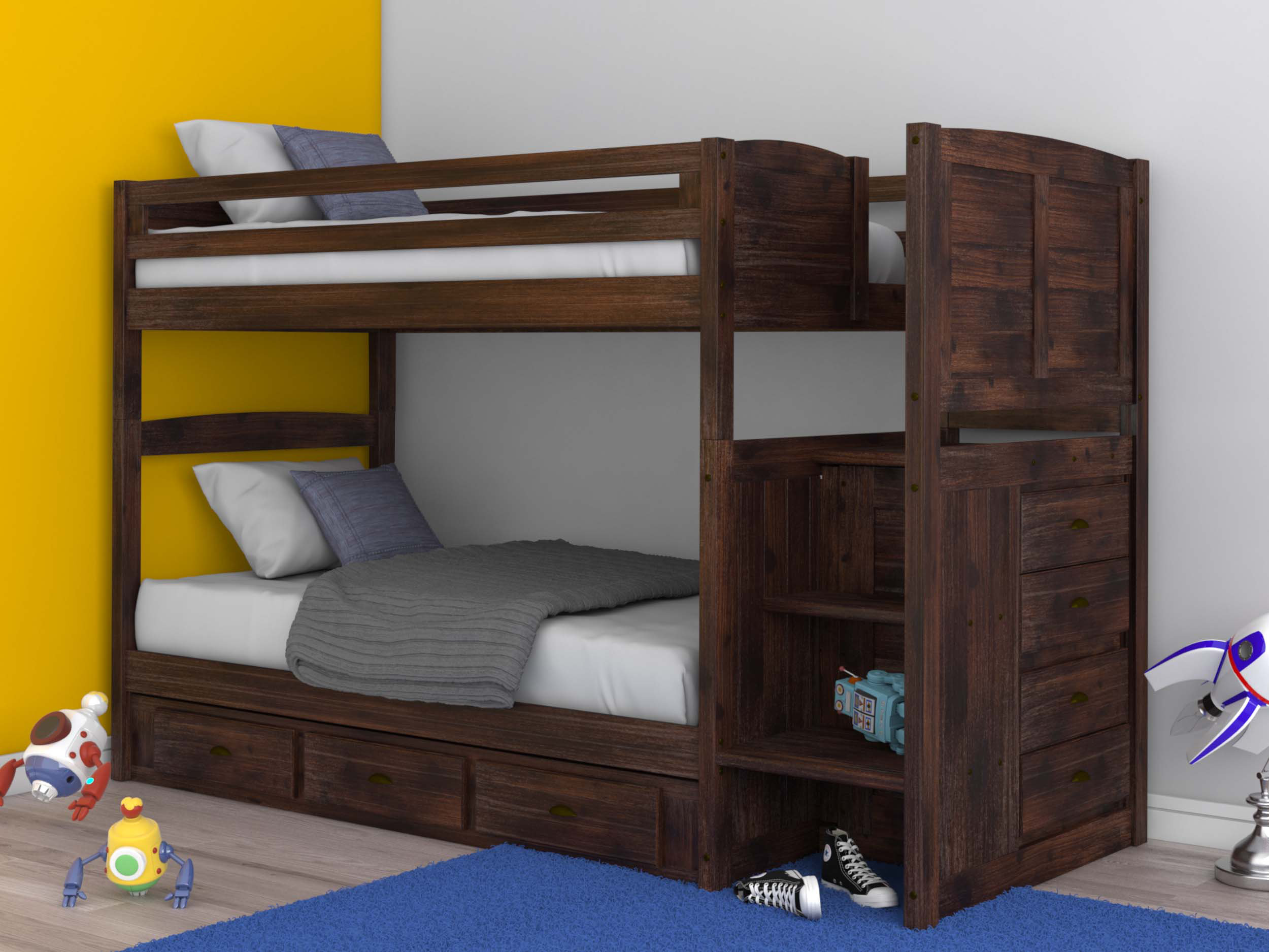 Birch Lane Heritage Goffredo Twin Over Twin Bunk Bed With Drawers