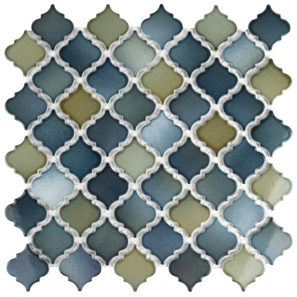 Pharsalia 2 x 2.25 Porcelain Mosaic Tile in Blue/Green by EliteTile