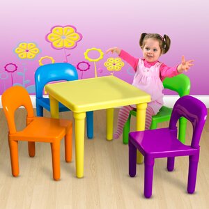 Kids 5 Piece Square Table and Chair Set