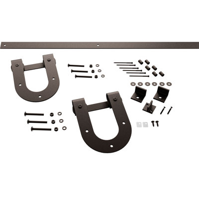 Premium Horseshoe Standard Single Barn Door Hardware Kit Goldberg Brothers Inc Finish Bronze Texture Track Length 72 in