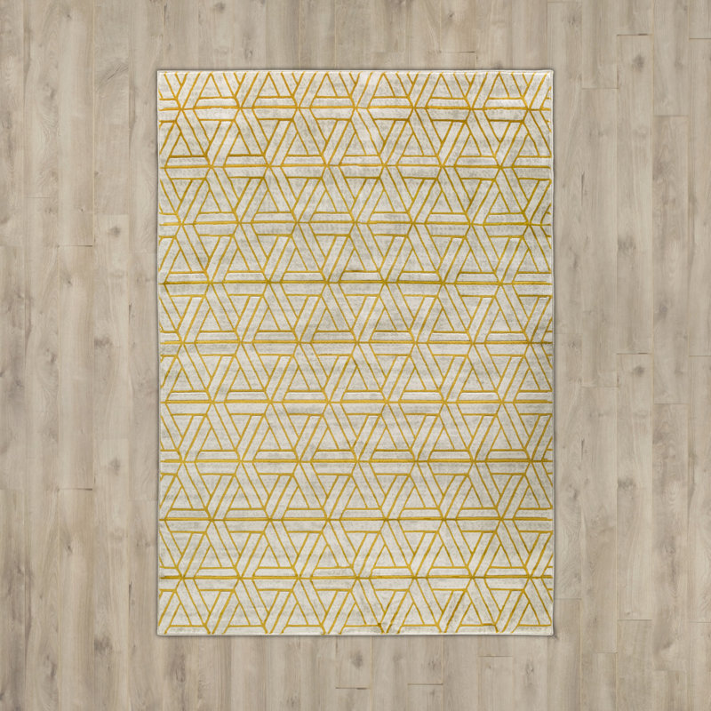 Langley Street Ginsberg Light Gray/Gold Area Rug & Reviews Wayfair