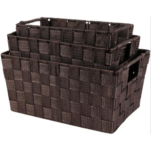 woven strap storage baskets