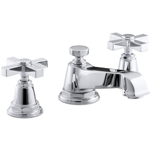 Pinstripe Pure Widespread Bathroom Sink Faucet with Cross Handles by Kohler