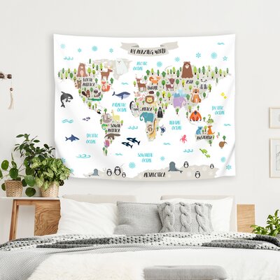 Elena David Animal World Map Tapestry Mack & Milo™ Size: 68