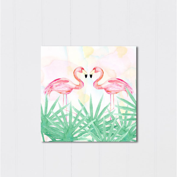 Flamingo Garden Watercolor Painting Print On Wrapped Canvas