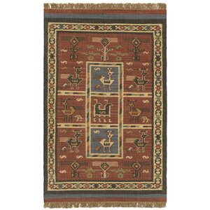 Hacienda Tribal Burgundy Ikat Area Rug