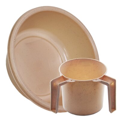 Round Wash Cup and Wash Basin Set YBM Home Color: Beige Dotted