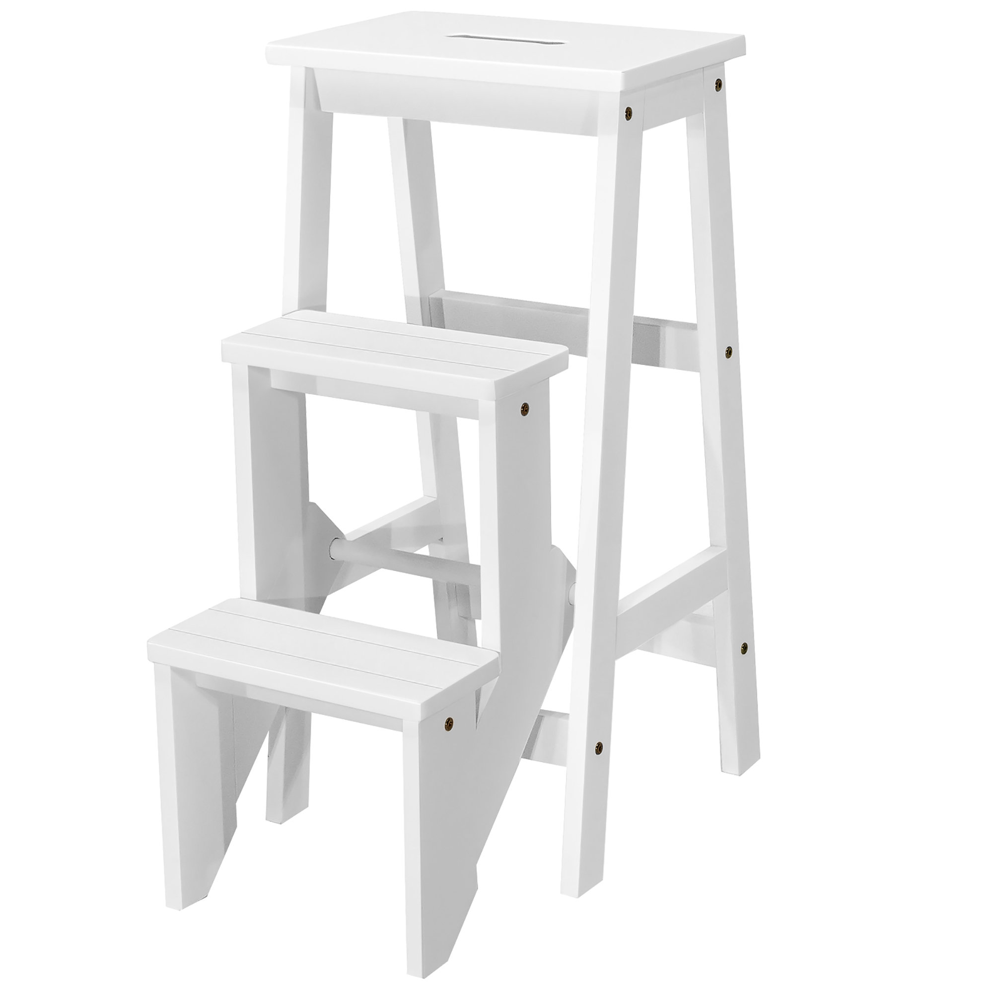 white step stool with storage