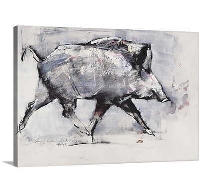 'Young Boar, Bialowieza, Poland (Mixed Media on Paper)' by Mark Adlington Graphic Art Print Millwood Pines Size: 12