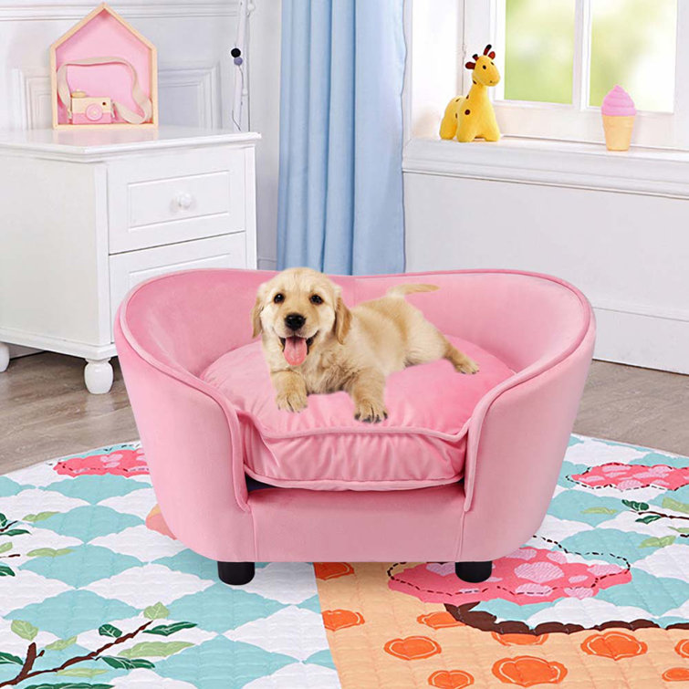 pink dog sofa