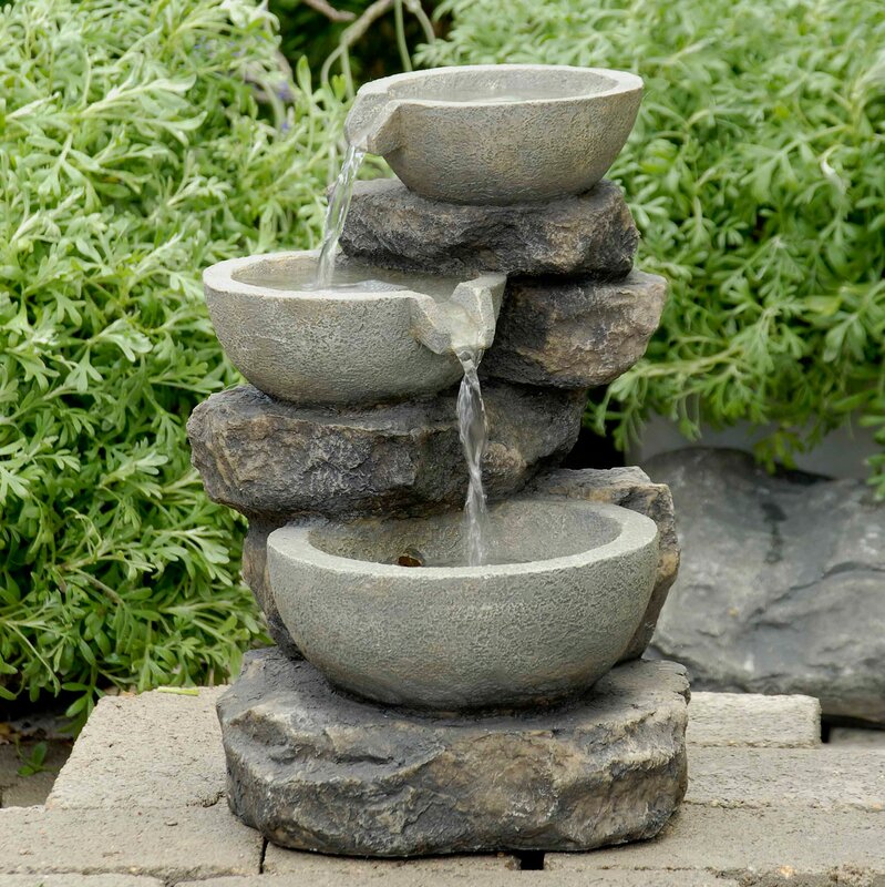 Jeco Inc. Resin/Fiberglass Tiered Multi Bowls Tabletop Fountain ...