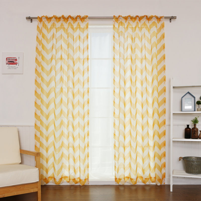 Best Home Fashion, Inc. Chevron Sheer Rod Pocket Single Curtain Panel & Reviews Wayfair