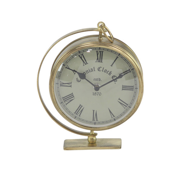 Rustic Iron Round Analog Tabletop Clock by Charlton Home| @ $55.99