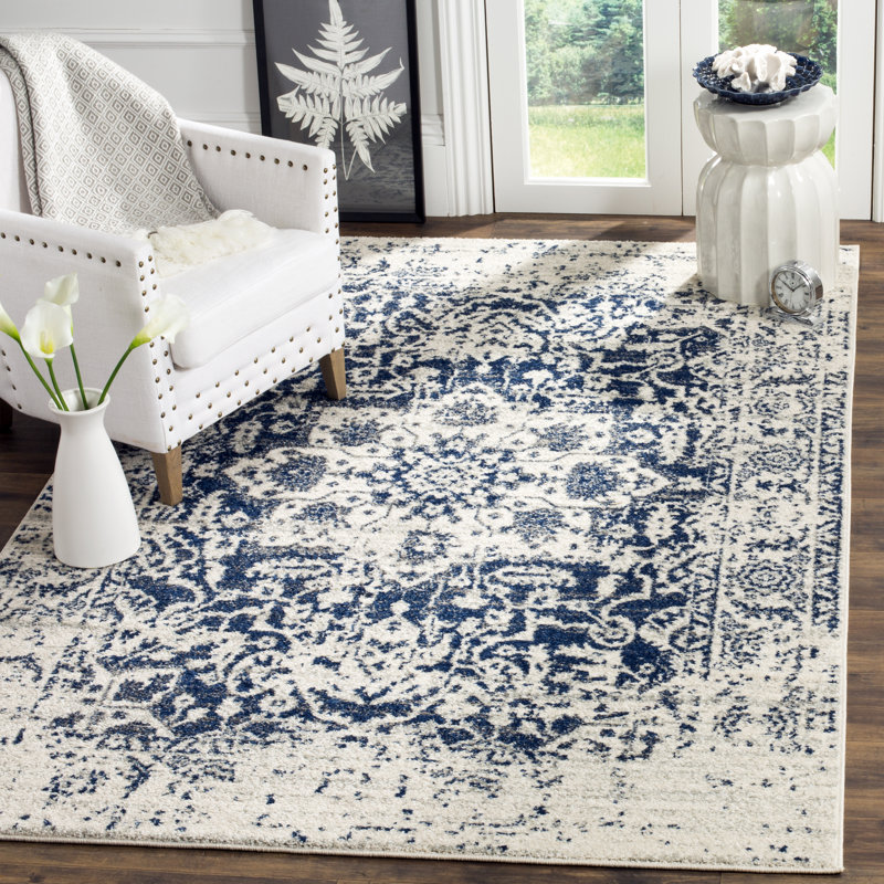 Mistana Loretta Cream/Navy Area Rug & Reviews Wayfair