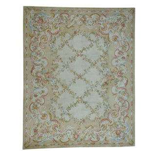 Souliere Plus Savonnerie Floral Trellis Hand-Knotted Area Rug