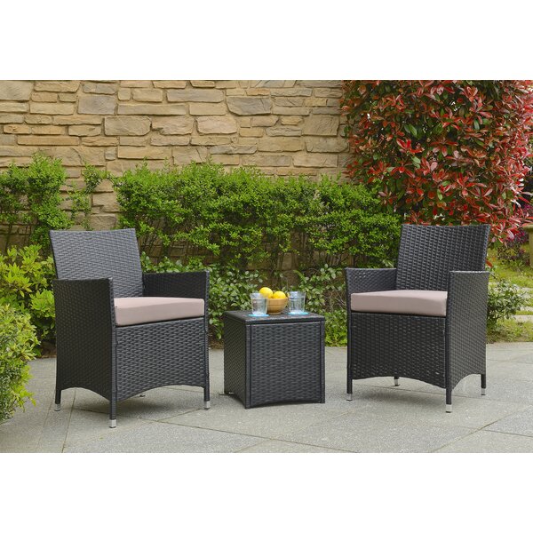 Minden 3 Piece Conversation Set with Cushions by Wrought Studio