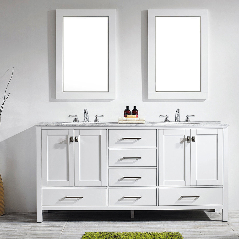 Beachcrest Home Newtown 72 Double Bathroom Vanity Set With Mirror Newtown 72 Double Bathroom Vanity Set