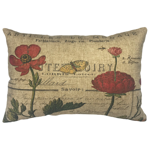 Norine French Flowers Linen Lumbar Pillow by Ophelia & Co.| @ $45.00