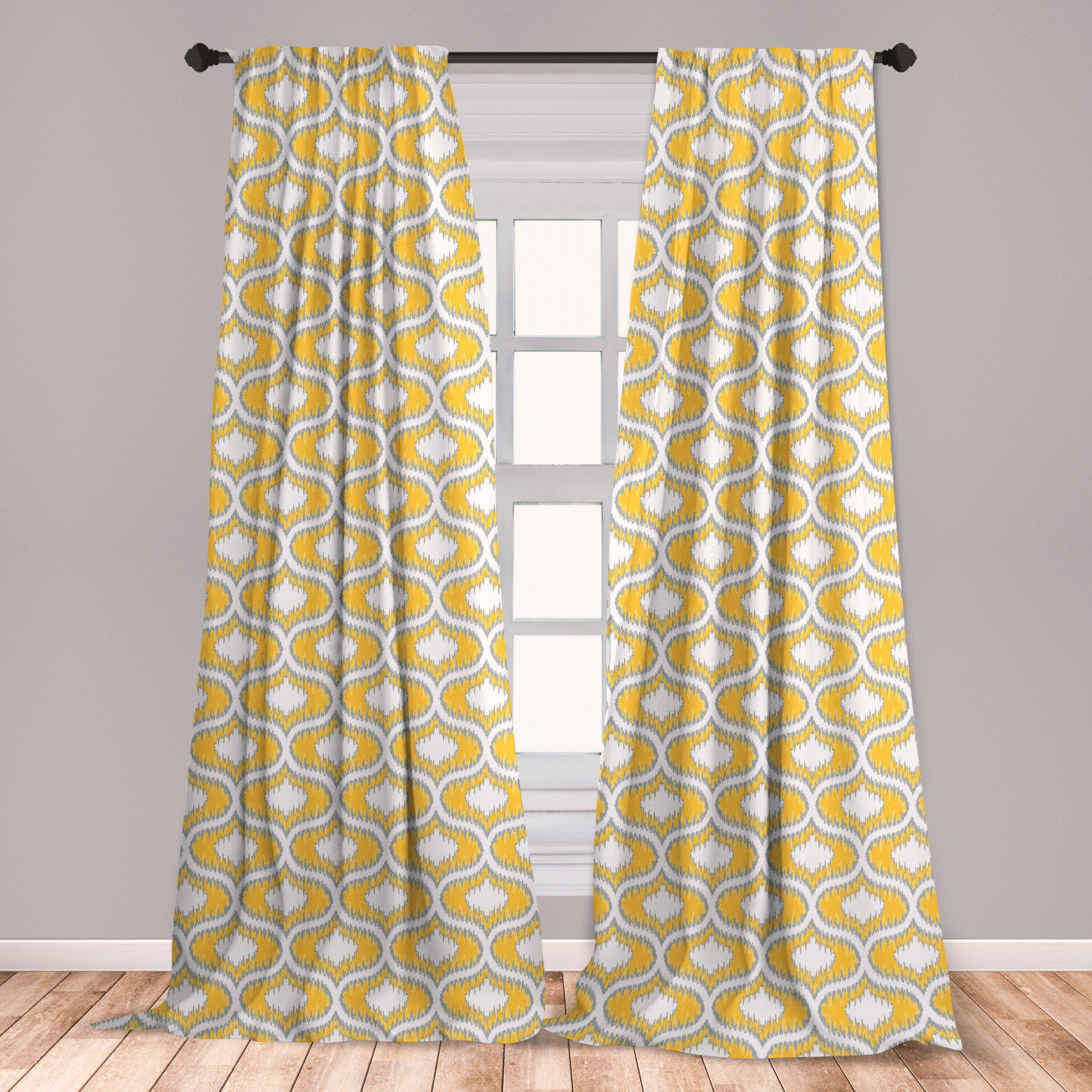 East Urban Home Ambesonne Ikat Window Curtains Oval Shaped Design