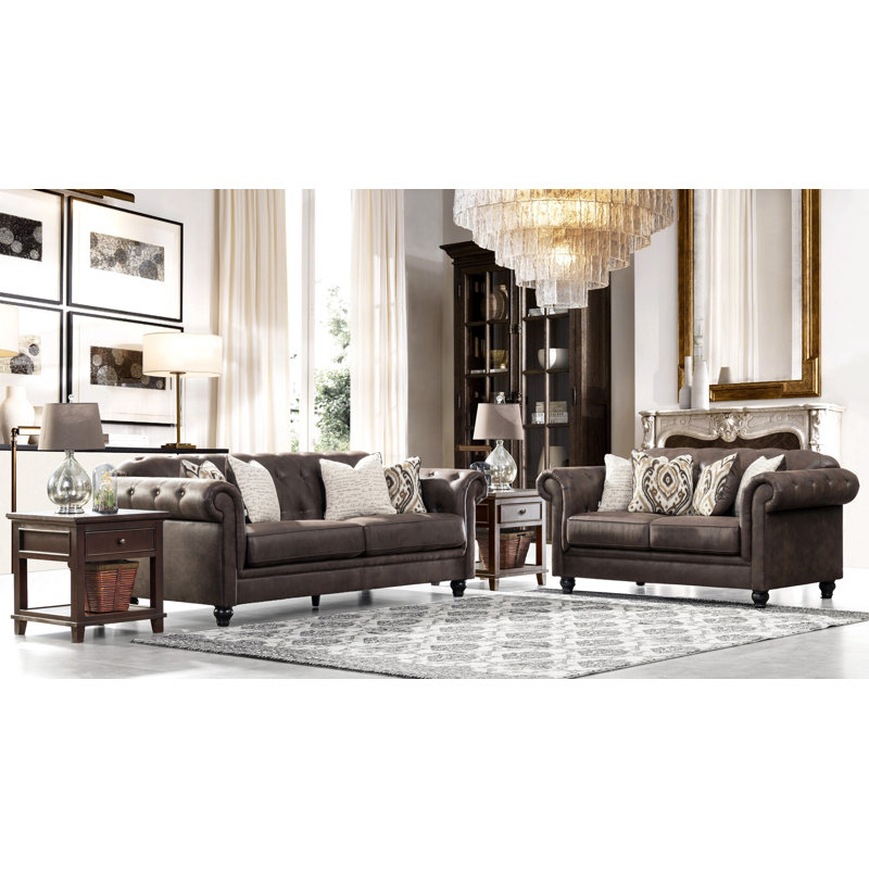 Darby Home Co Acanva Chesterfield Tufted Leather-Like 2 ...