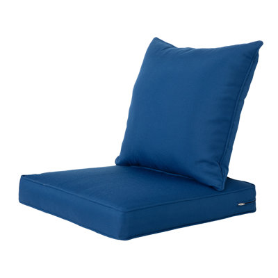 Outdoor BackSeat Cushions Deep Seat Patio Cushions  For All Weather ARTPLAN Fabric Classic Blue