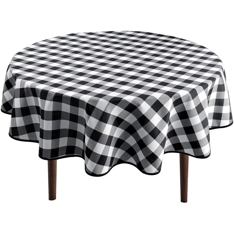 Black - 60 inch Round Tablecloth Black Dining Parties Waterproof and Wrinkle Resistant Washable Table Cloths Polyester Fabric Table Cover for Kitchen Outdoor and Indoor Use 