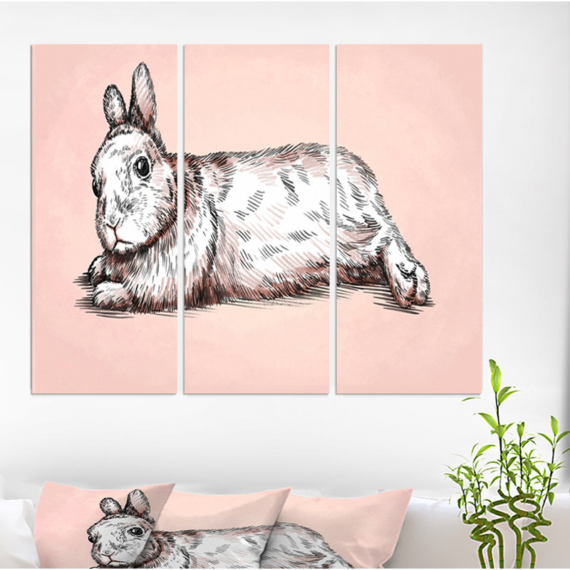 East Urban Home Brush Painting Ink Draw Isolated Rabbit Illustration Oil Painting Print Multi Piece Image On Wrapped Canvas Wayfair