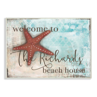 Beach House Wall Art Wayfair Personalized Beach House With Starfish Wall Plaque Art