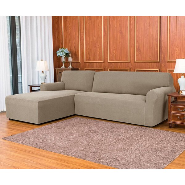 L-Shaped Jacquard Spandex Stretch Box Cushion Sofa Slipcover By Ebern Designs