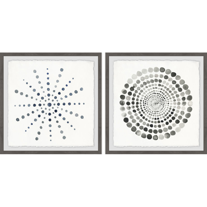 Dots Portal Diptych 2 Piece Framed Watercolor Painting Print Set