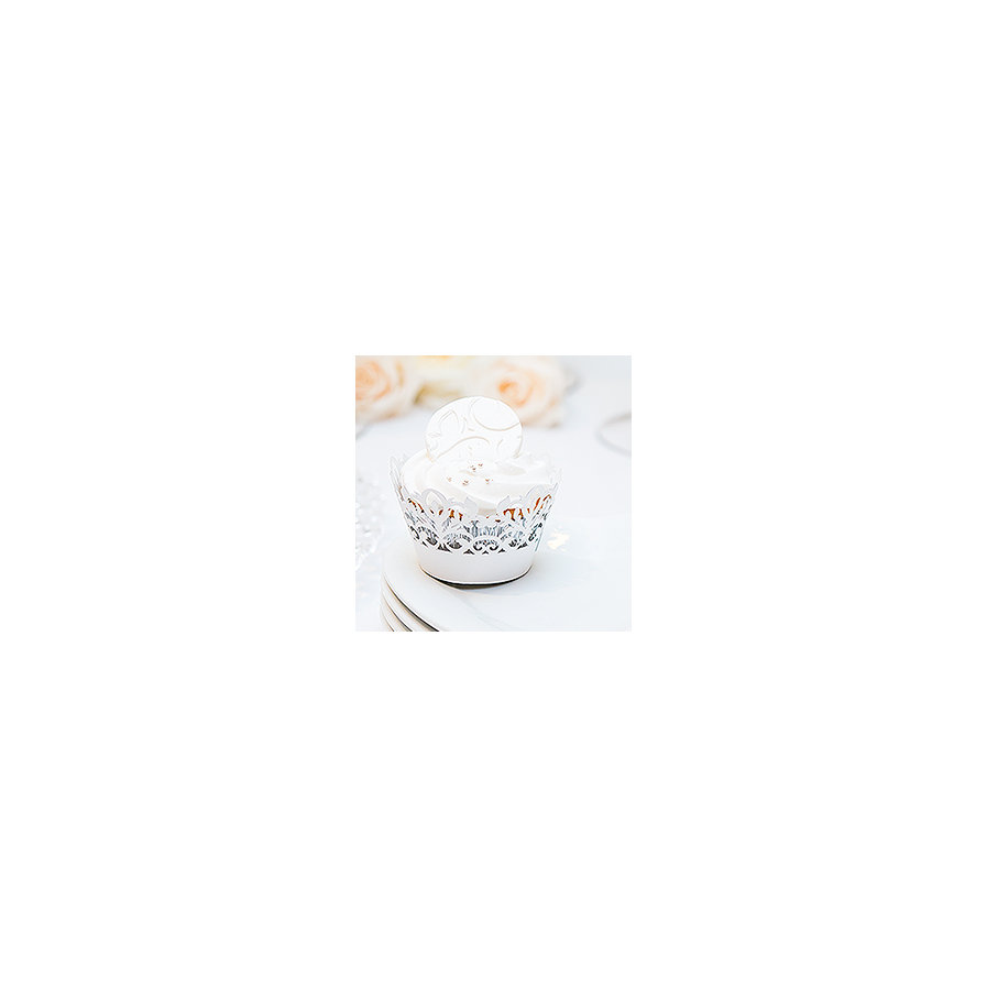 Non-Stick Classic Damask Filigree Paper Cupcake Wrapper (Set of 24)
