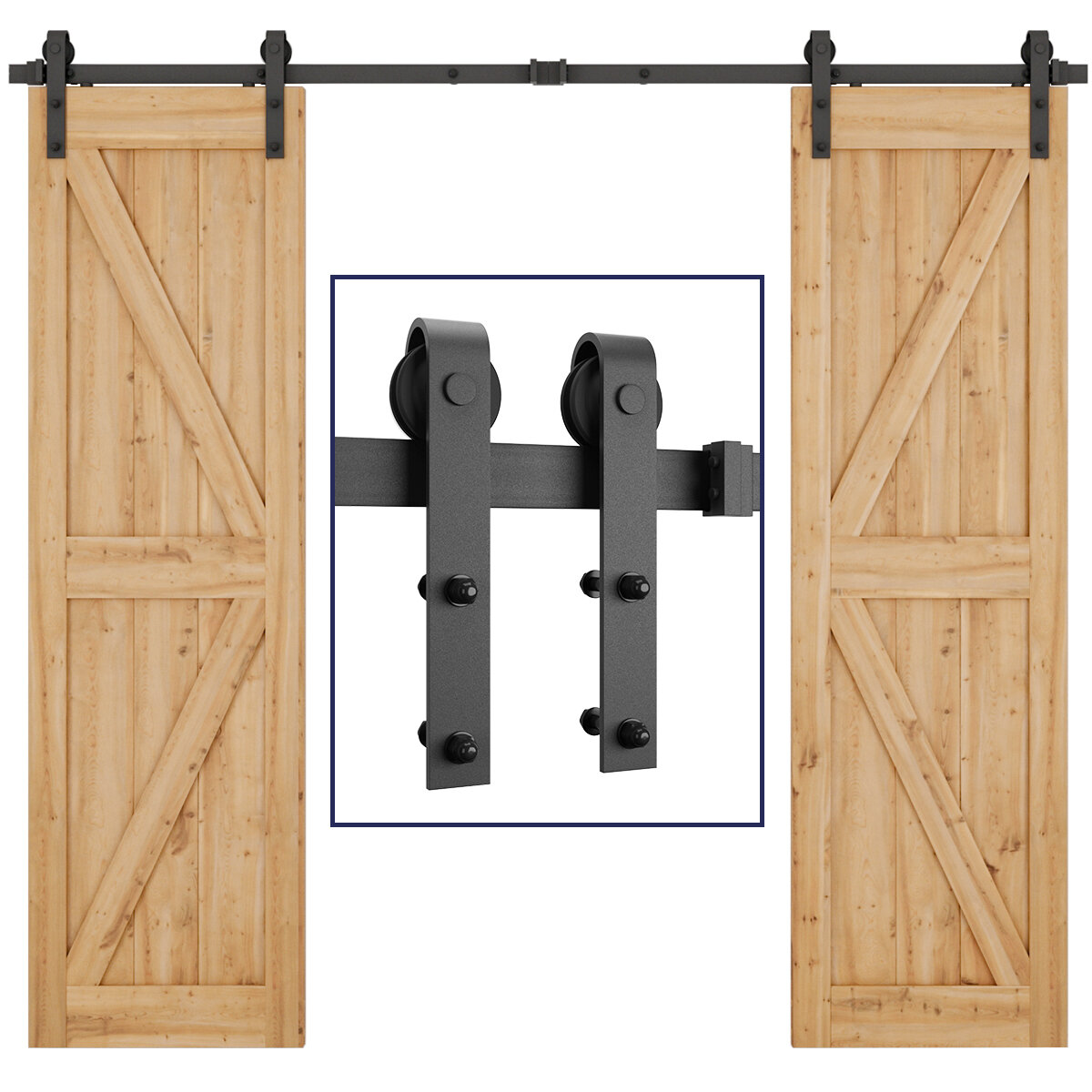 Smartstandard Heavy Duty Double Door Sliding Standard Double Barn