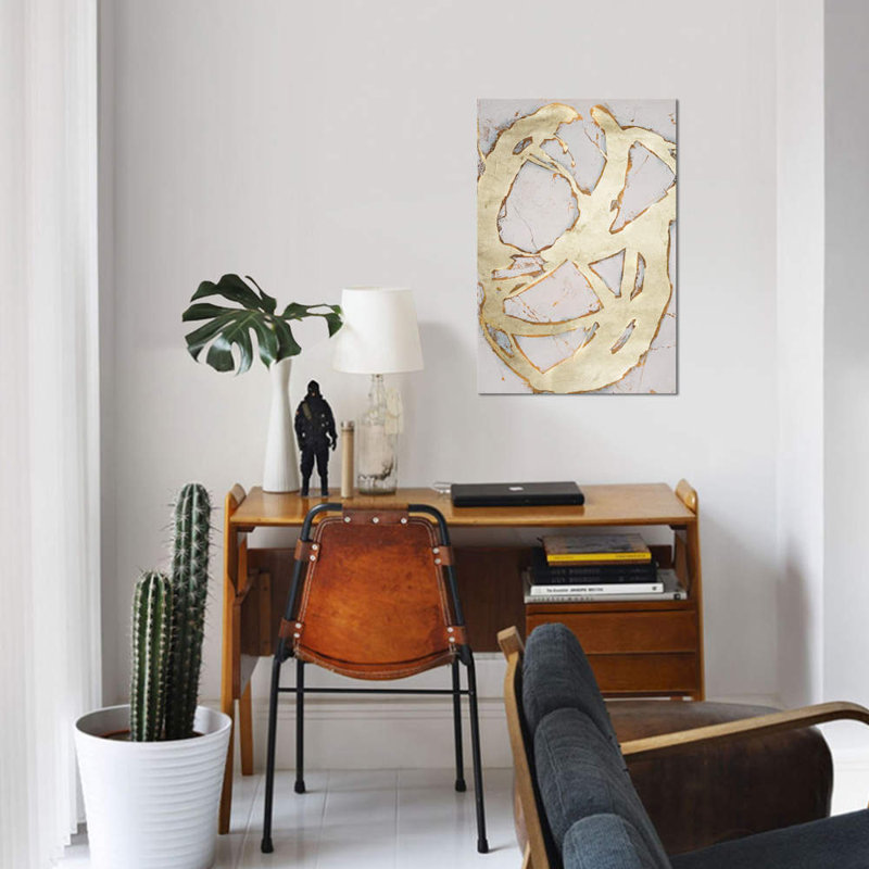 East Urban Home Ace Of Spades In Gold Ii Wrapped Canvas