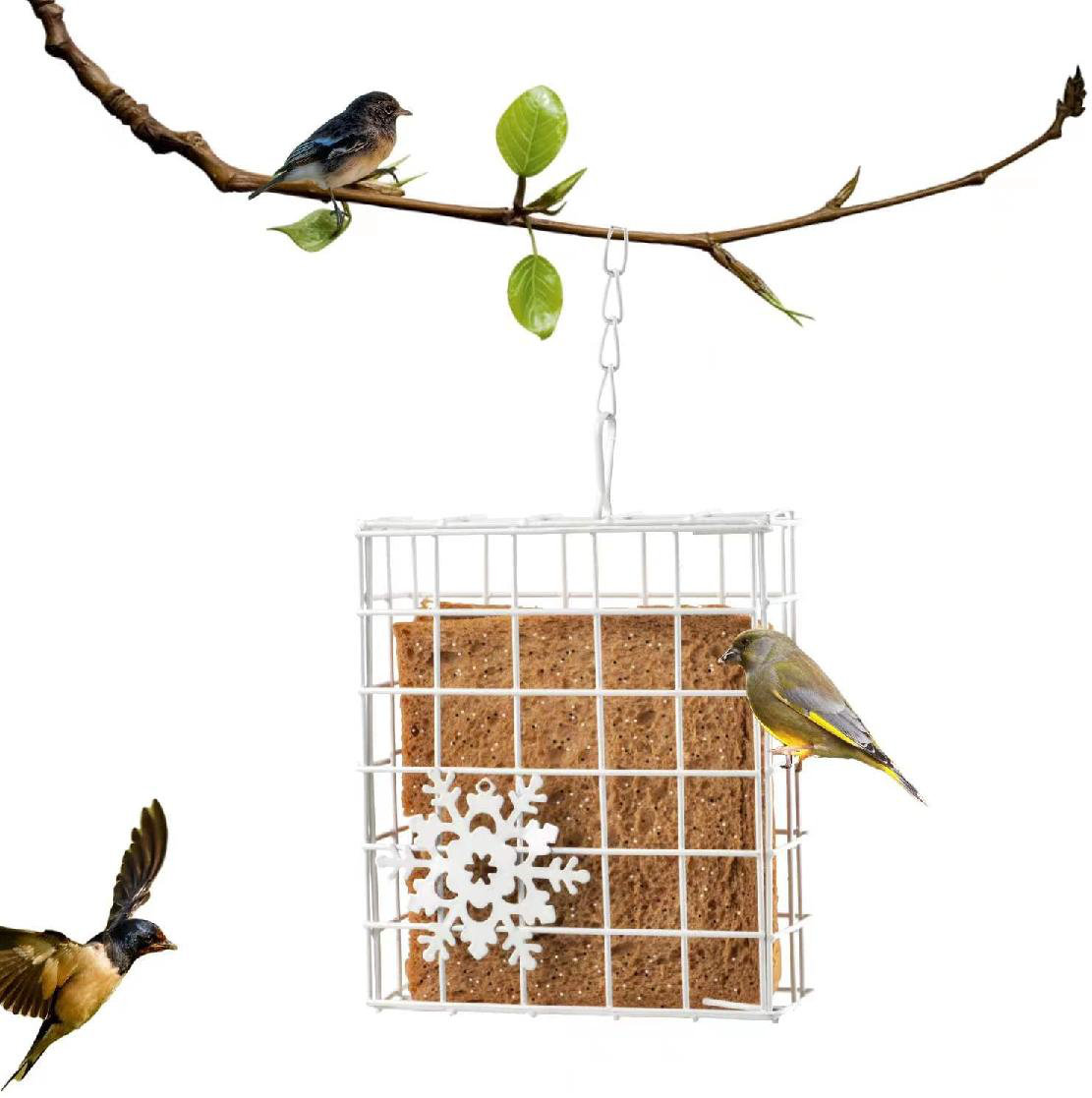 Green Metal Suet Wild Bird Feeder Outdoor Garden Food Hanging Seed Cage Basket 