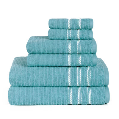 Boehm 100% Cotton Manor Jackson 6 Piece Bath Towel Set Breakwater Bay Color: Aqua
