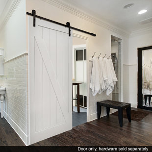 Ceiling Mount Barn Door Wayfair Stile Rail Z Planked Manufactured Wood 2 Panel White Interior Barn Door