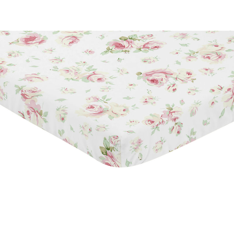 Sweet Jojo Designs Riley S Roses Floral Print Fitted Mini Crib