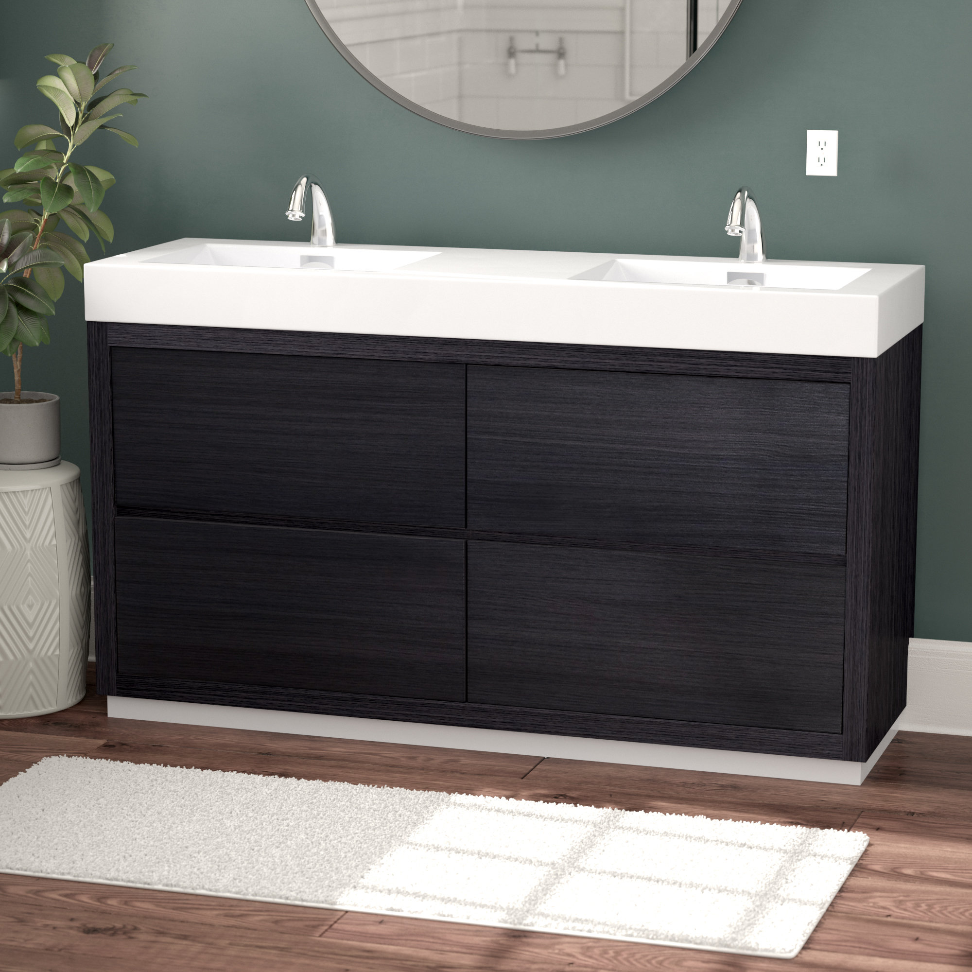 Wade Logan Tenafly 59 Double Bathroom Vanity Set Reviews Wayfair