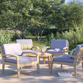 Sol 72 Outdoor Berkley Wood Frame Patio Chair With Cushions