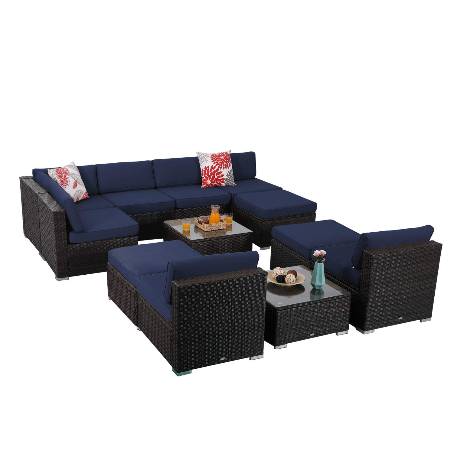 Ivy Bronx 12 Piece Patio Outdoor Furniture Sectional Sofa Set Low Ivy Bronx 12 Piece Patio Outdoor