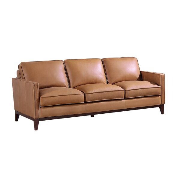 Best Price Uzay Genuine Leather 59'' Square Arm Sofa
