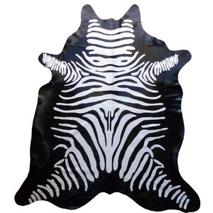 Stenciled Brazilian Cowhide Zebra Area Rug